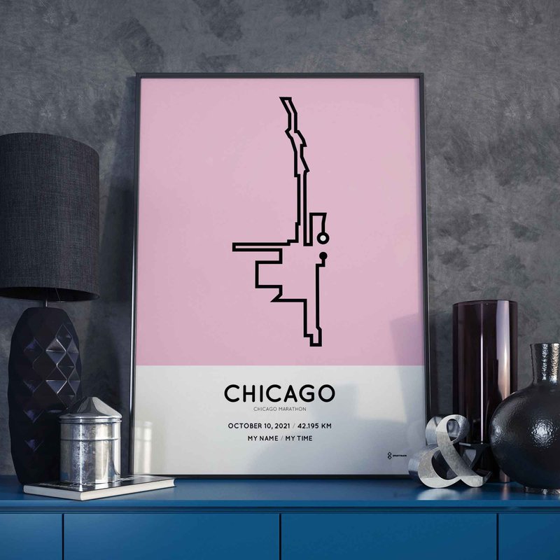 2021 Chicago marathon Sportymaps course poster