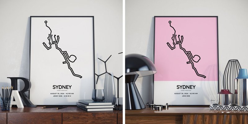 2026 Sydney Marathon custom course paperposters