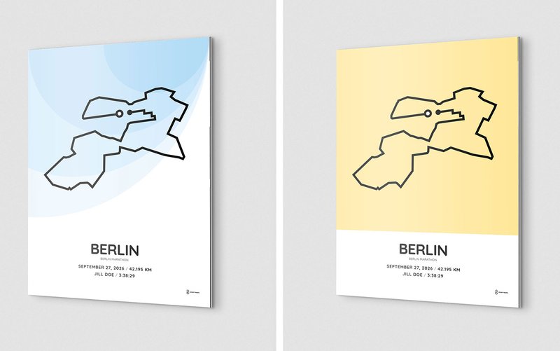 2026 Berlin Marathon course print on white aluminum dibond
