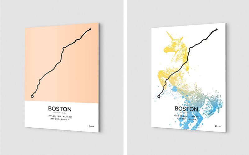 2026 Boston Marathoner Map on white aluminum