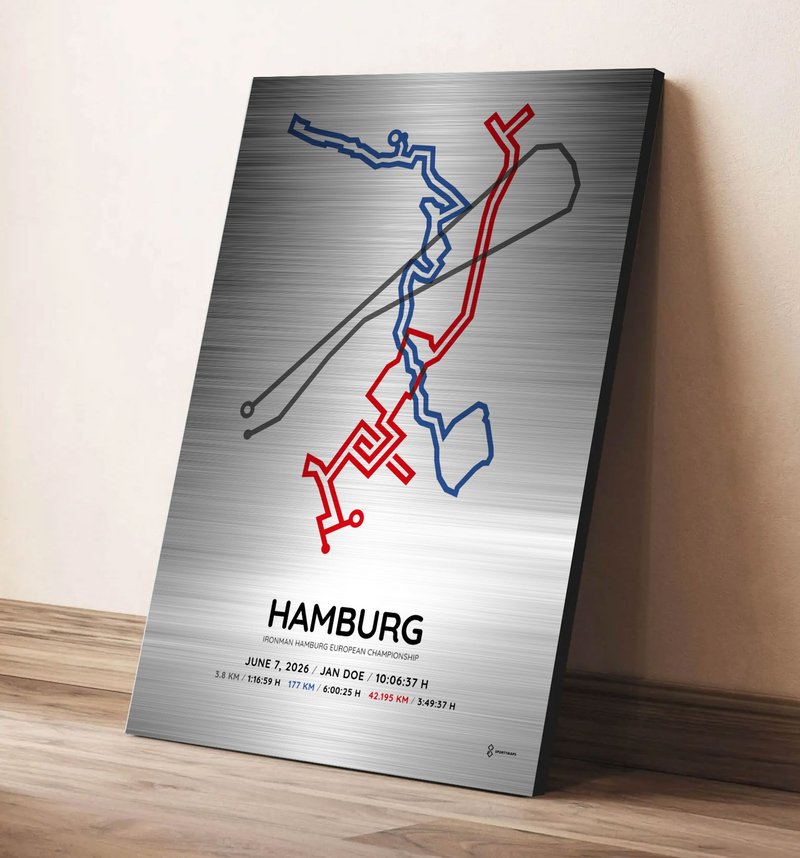 2026 Ironman Hamburg silver aluminium course print