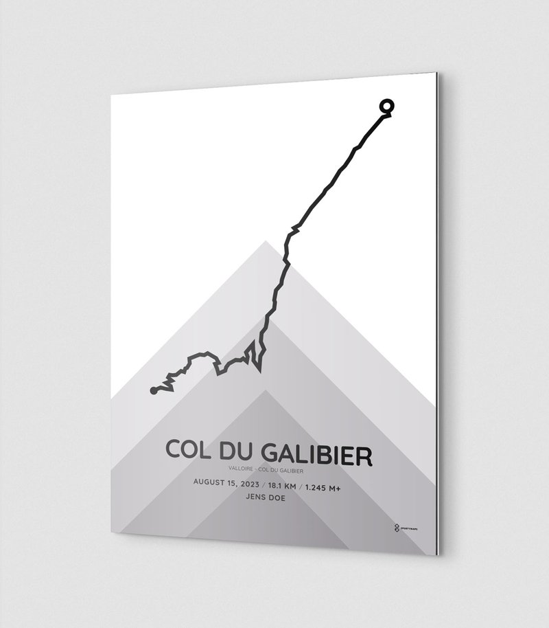 Col du Galibier white aluminium course print