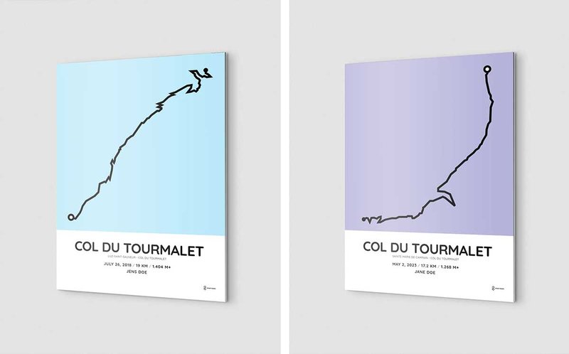 Col du Tourmalet white aluminium parcours print