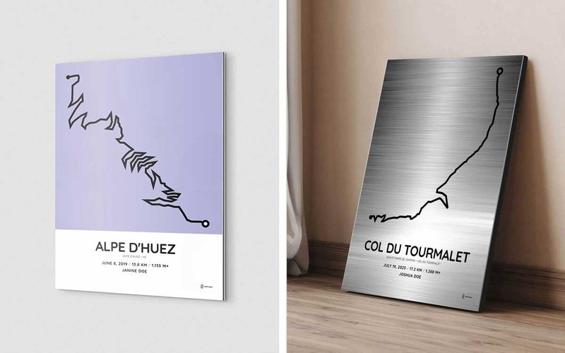 Custom cycling route prints on aluminum