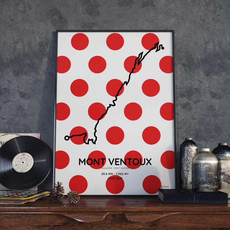 Mont Ventoux from Malaucene parcours poster - custom route print