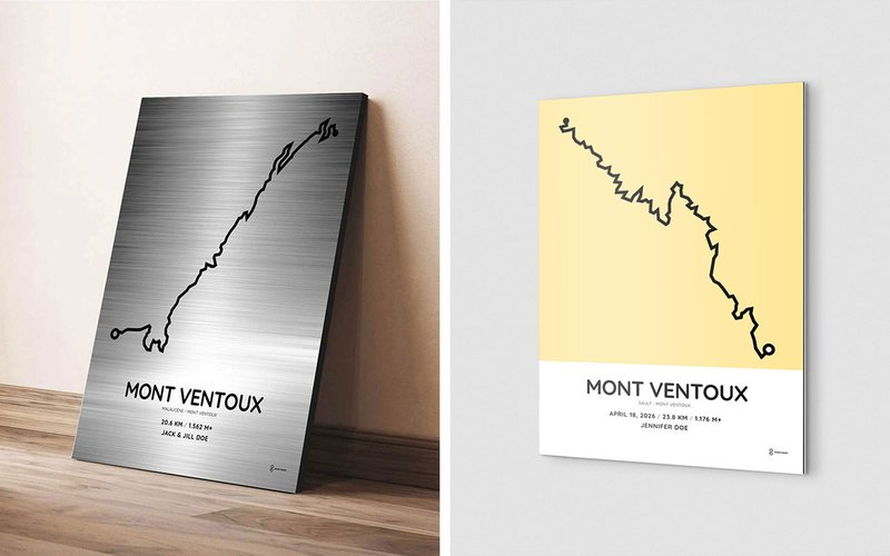 Mont Ventoux white and silver aluminum course prints