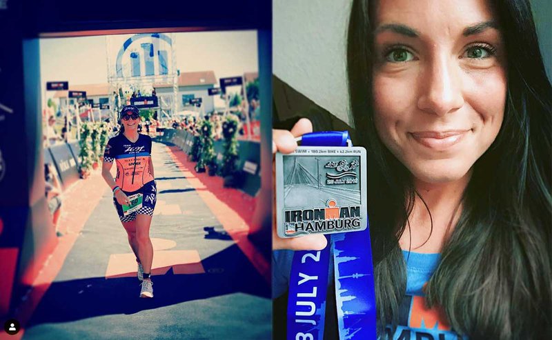 Sportymaps Customer Melly finishing Ironman Hamburg