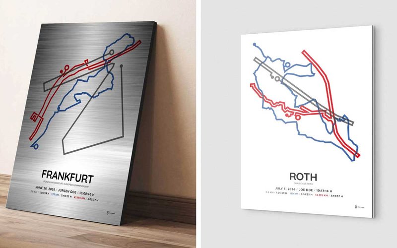 Personalized triathlon prints on aluminum