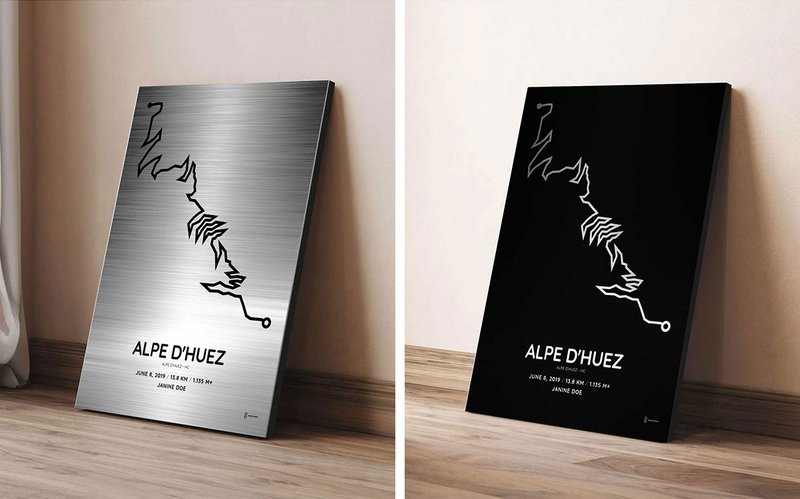 Alpe d'Huez course silver aluminum print