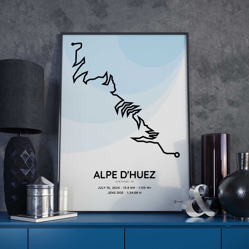 Alpe dHuez custom cycling course poster
