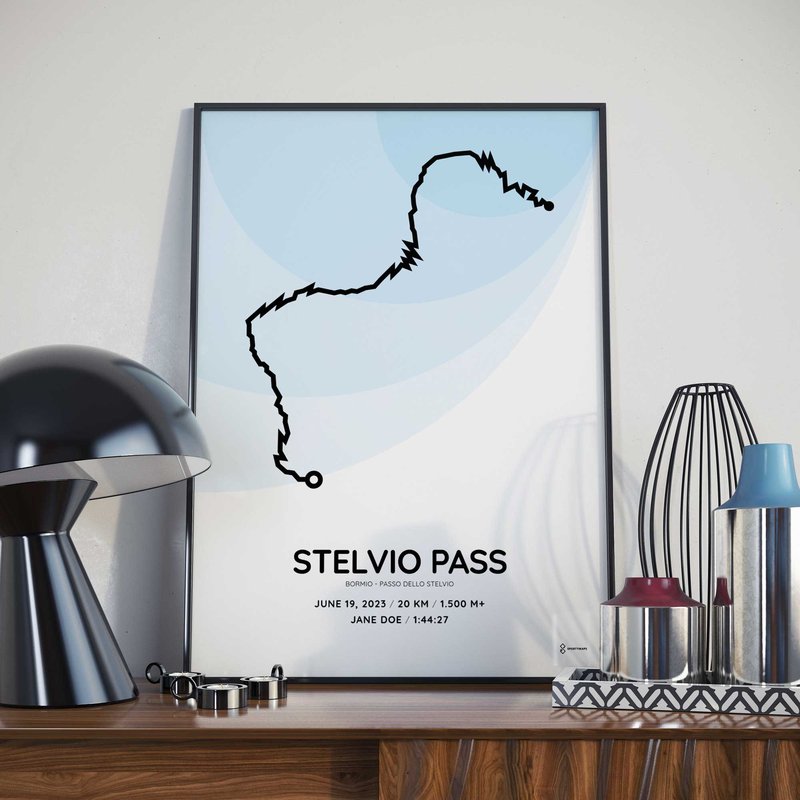 Stelvio Pass cycling route poster