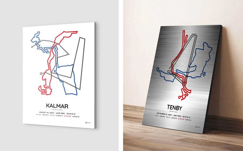 Triathlon and Ironman aluminum course prints