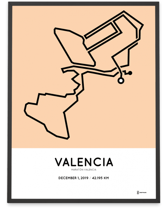 2019 Valencia marathon course poster sportymaps