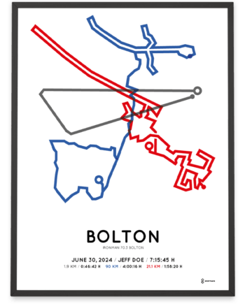2024 Ironman 70.3 Bolton sportymaps course poster