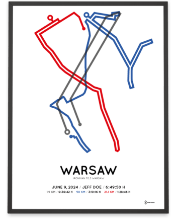 2024 Ironman 70.3 Warsaw routemap print