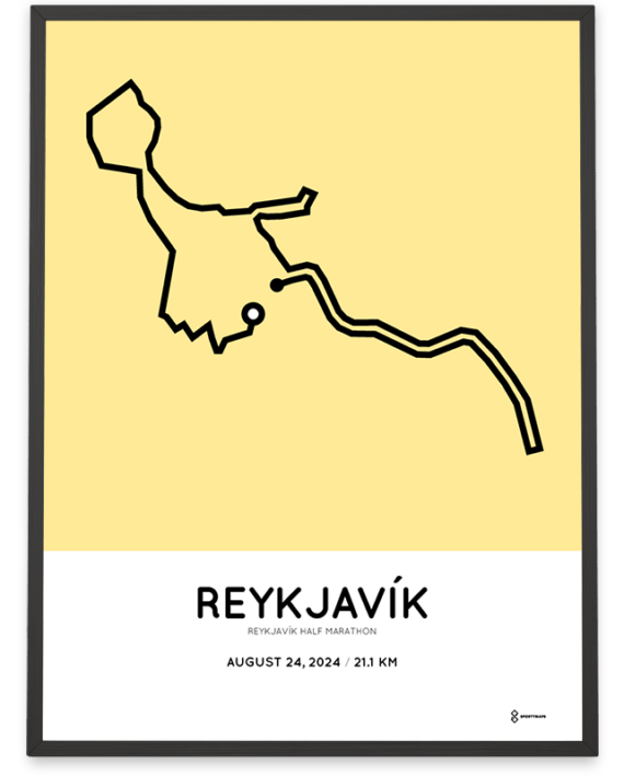 2024 Reykjavik half marathon Sportymaps parcours print