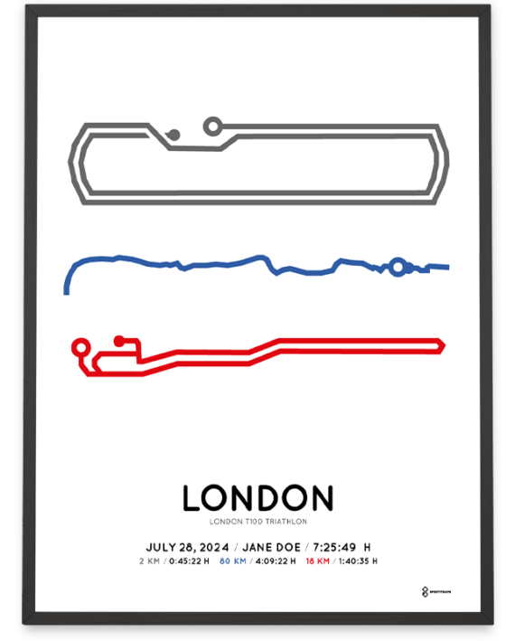 2024 london t100 triathlon sportymaps print