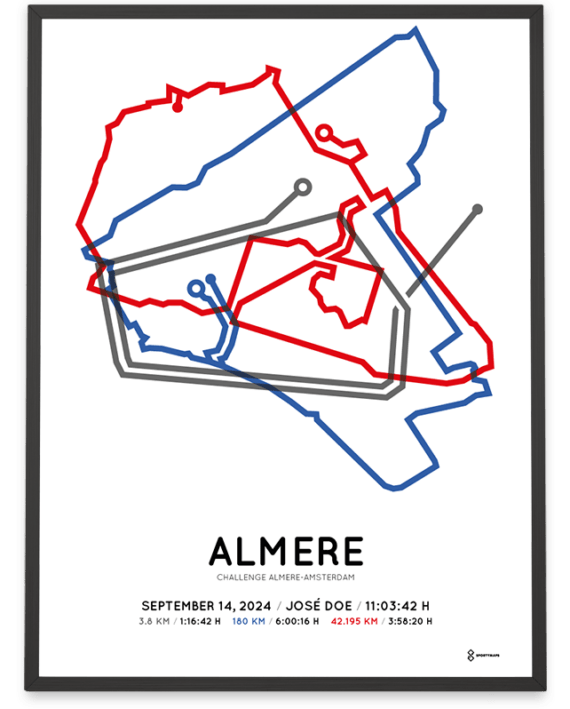 2024-challenge almere-amsterdam Sportymaps route poster