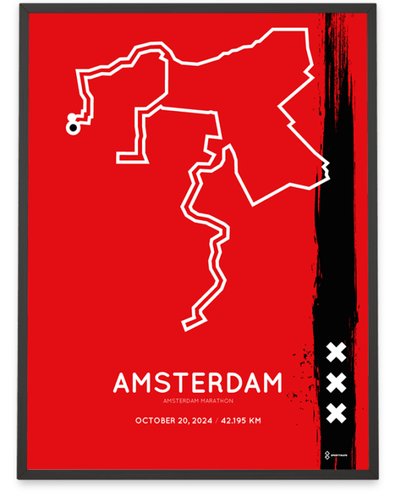 2024 Amsterdam marathon sportymaps parcours poster