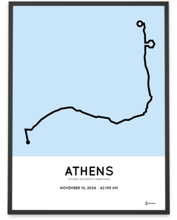 2024 Athens marathon routemap poster by Sportymaps