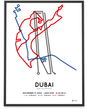 2024 Dubai T100 triathlon routemap poster