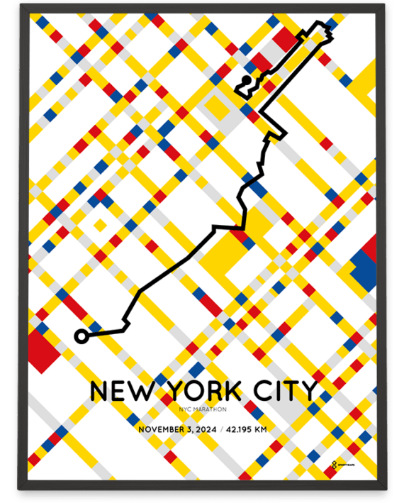 2024 NYC marathon Sportymaps routemap poster