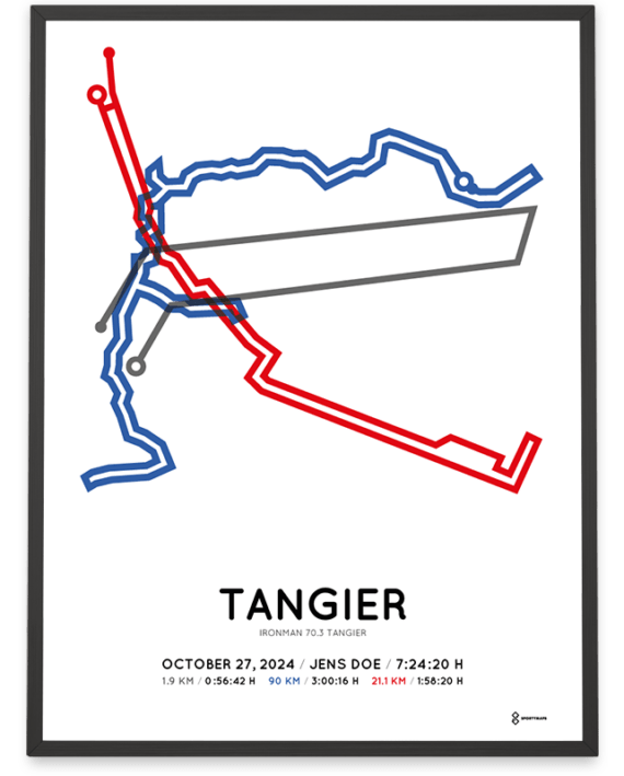 2024 ironman 70.3 tangier sportymaps course print