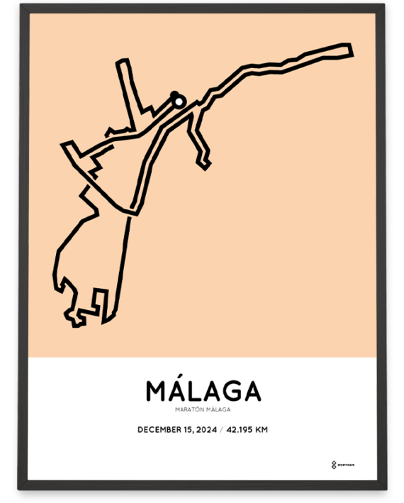 2024 malaga marathon coursemap poster