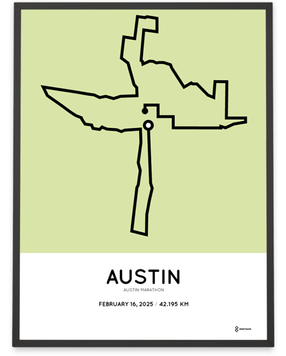 2025 Austin marathon coursemap poster